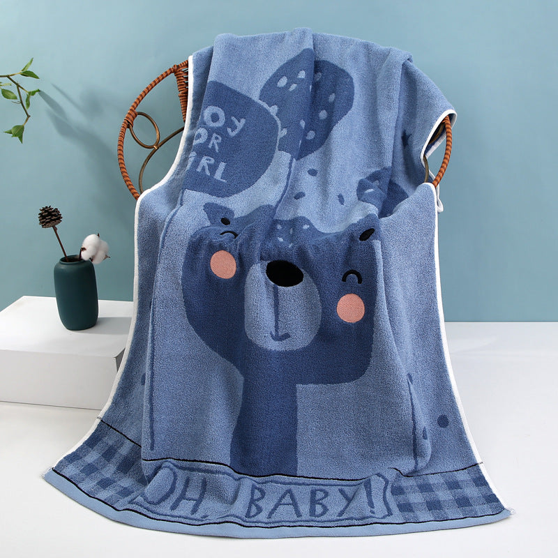 Cozy Terry Bath Towel With Cute Bear Motif Kalsten