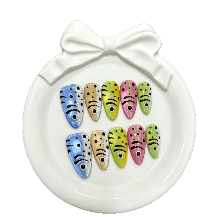 Artistic Press-On Nail Set with Unique Patterns