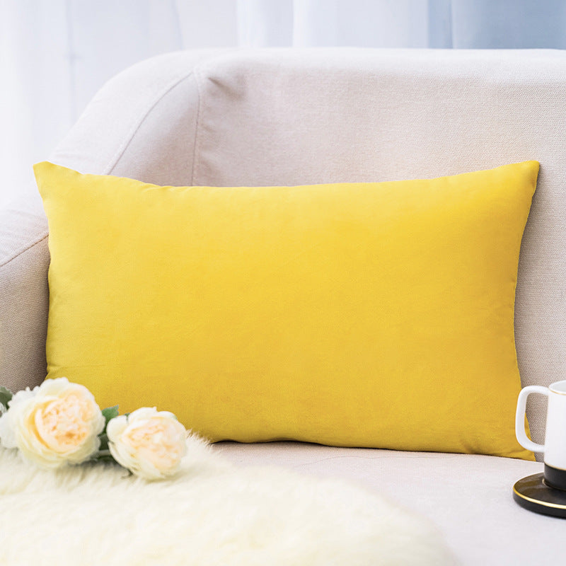 Plush Velvet Lumbar Pillow Cover with Hidden Zipper and Removable Insert Support