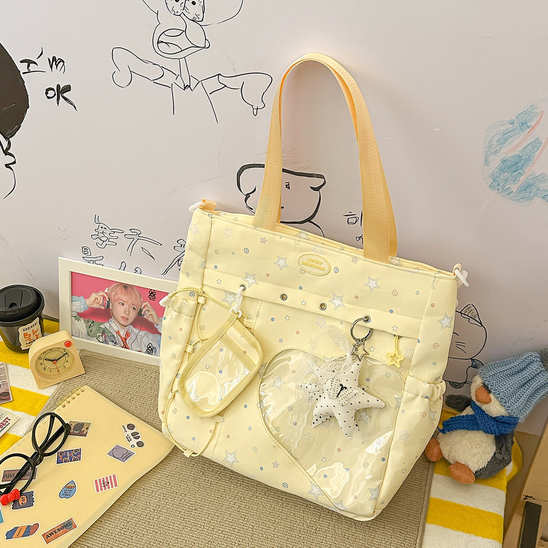 Stylish Multi-Pocket Star-Appliqué Backpack Kalsten