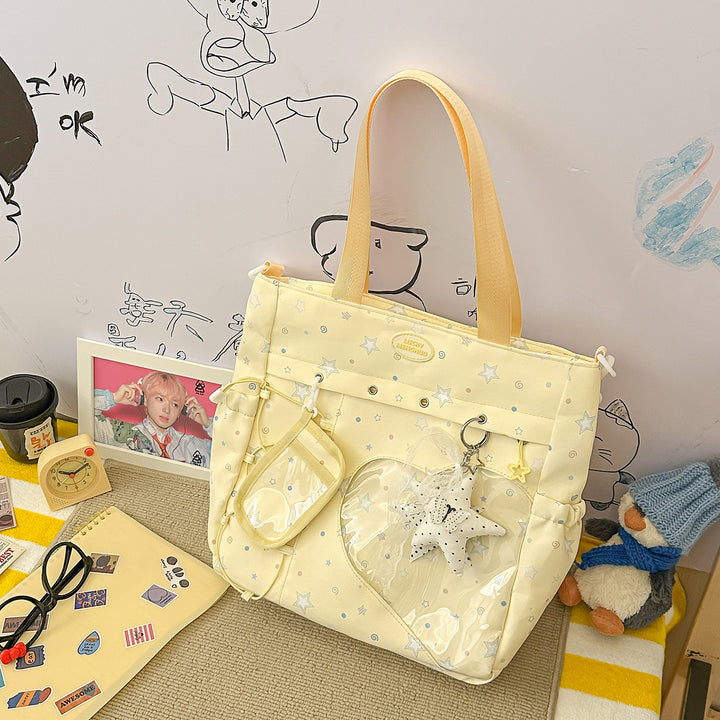 Stylish Multi-Pocket Star-Appliqué Backpack Kalsten
