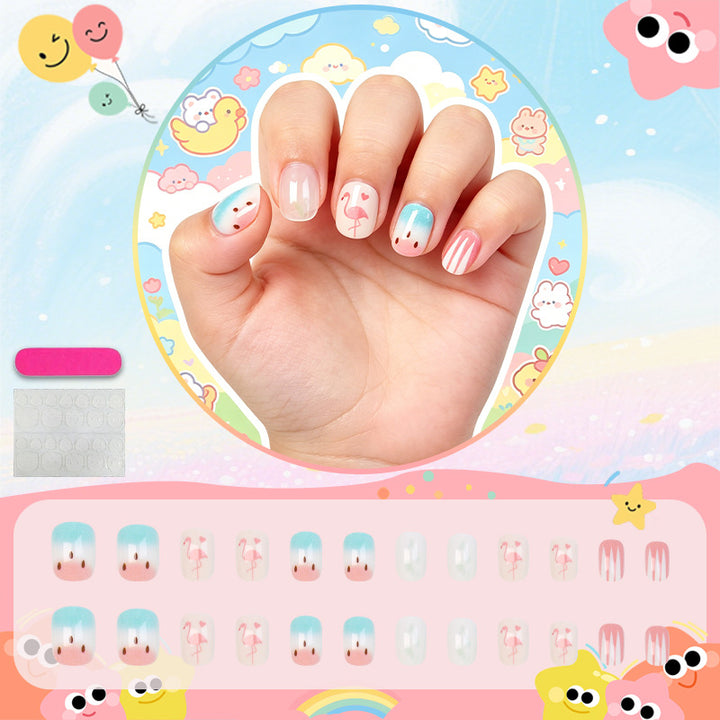 Nail art set with playful flamingo and stripe patterns Kalsten