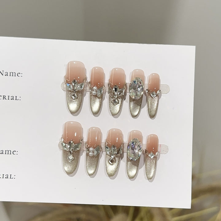 Sparkling Rhinestone-Embellished Press-On Nail Set