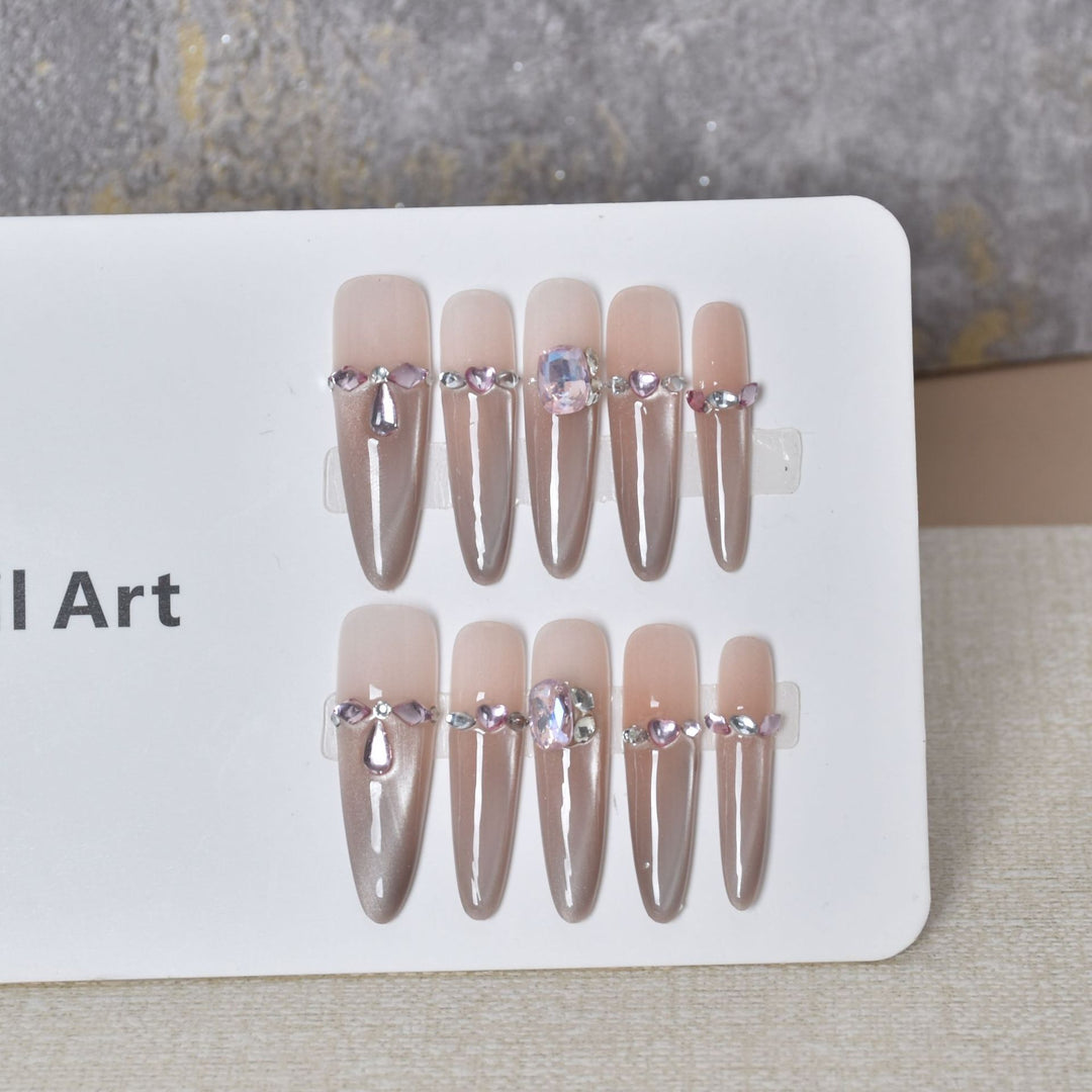 Artistic Rhinestone-Embellished Press-On Nail Extensions Kalsten