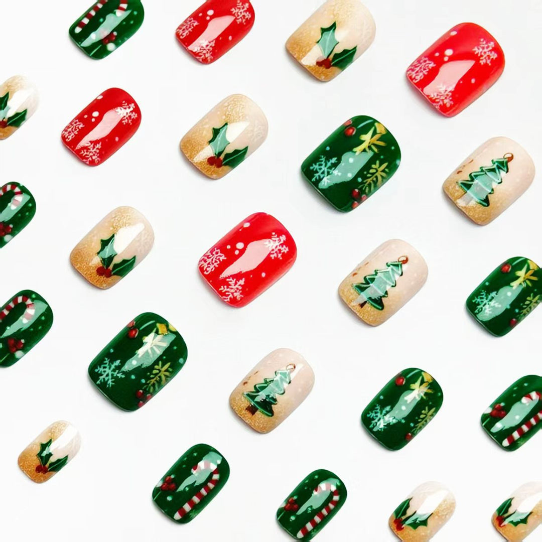 Artificial nails in festive Christmas design Kalsten