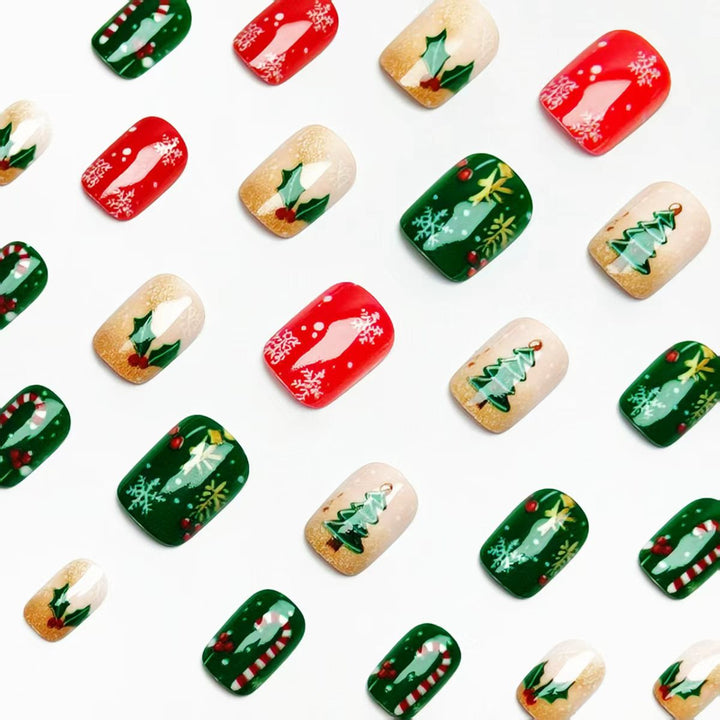 Artificial nails in festive Christmas design Kalsten
