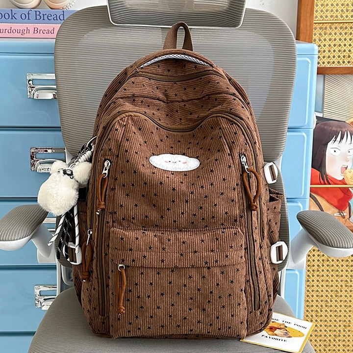 Trendy Star-Embellished Multi-Pocket Backpack Kalsten