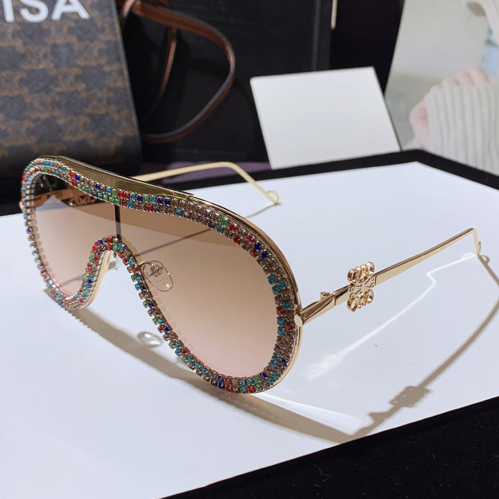 Women's Glamorous Oversized Sunglasses with Rhinestone Accents Kalsten