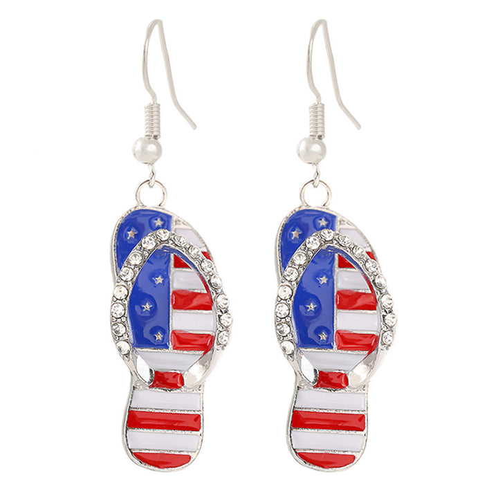 Ladies enamel earrings horseshoe with star stripe motif Kalsten