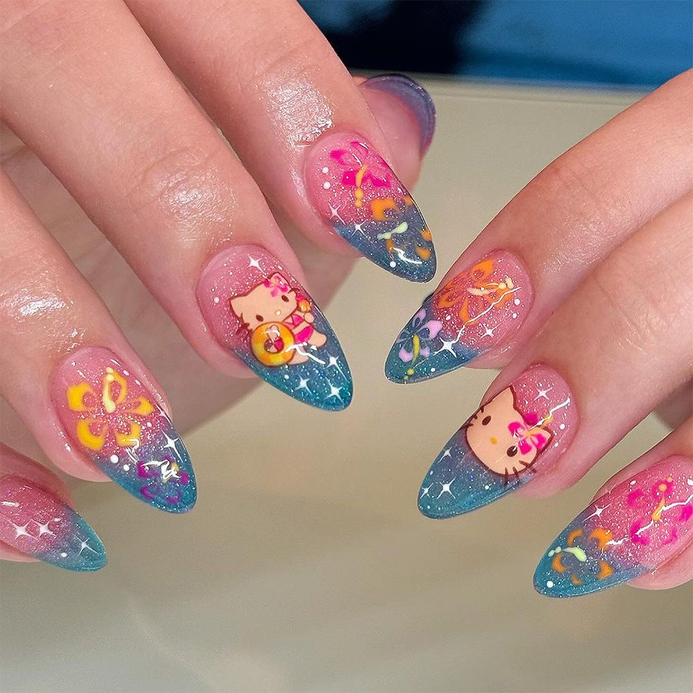 Artistic stiletto nails with playful design Kalsten