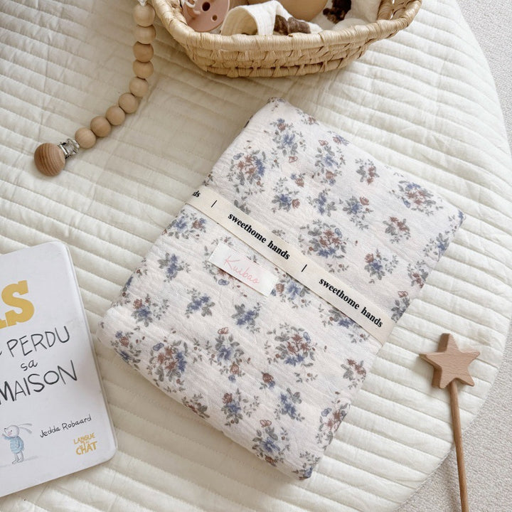 Unisex Muslin Blanket with delicate floral design and elegant ruffles Kalsten