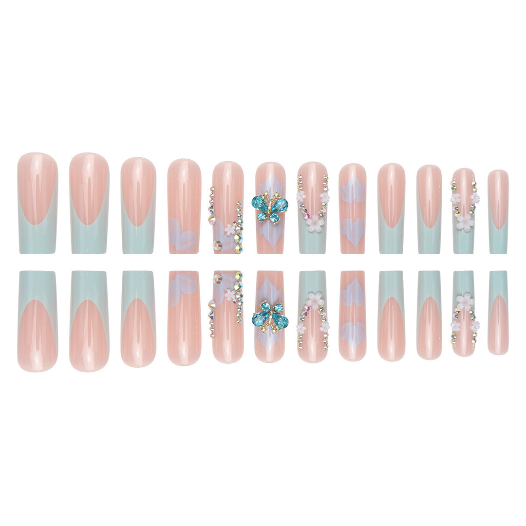Decorative Floral Print Press-On Nails Kalsten