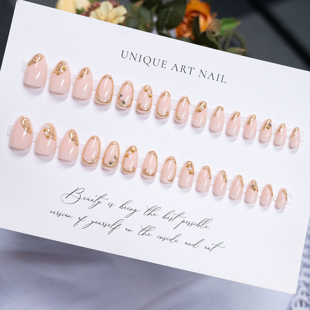 Elegant Pearl-Embellished Nail Art