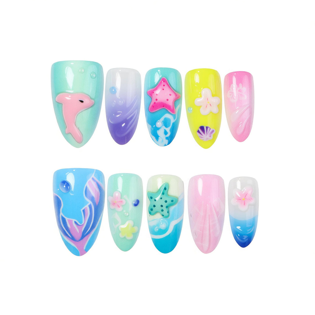 Ocean-Inspired Themed Press-On Nail Art Set Kalsten