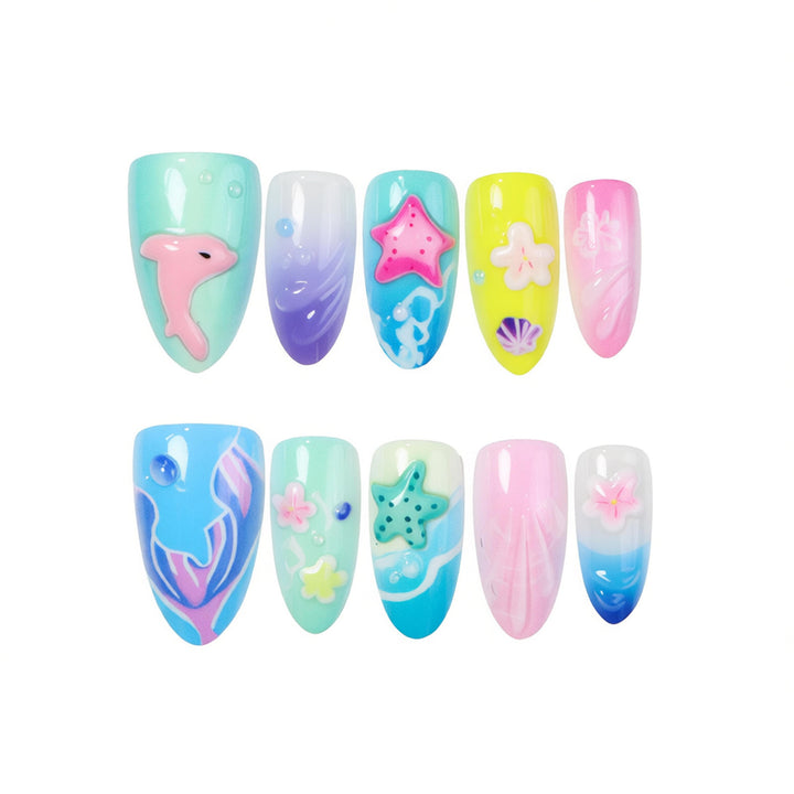 Ocean-Inspired Themed Press-On Nail Art Set Kalsten