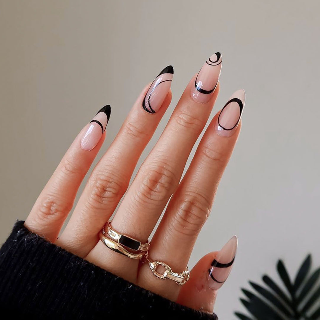 Artistic Long-Stiletto Press-On Nails