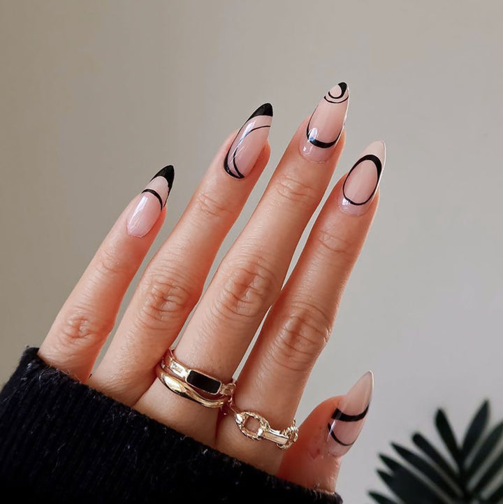 Artistic Long-Stiletto Press-On Nails