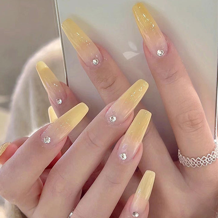 Rhinestone-Embellished Long-Lasting Press-On Nail Set