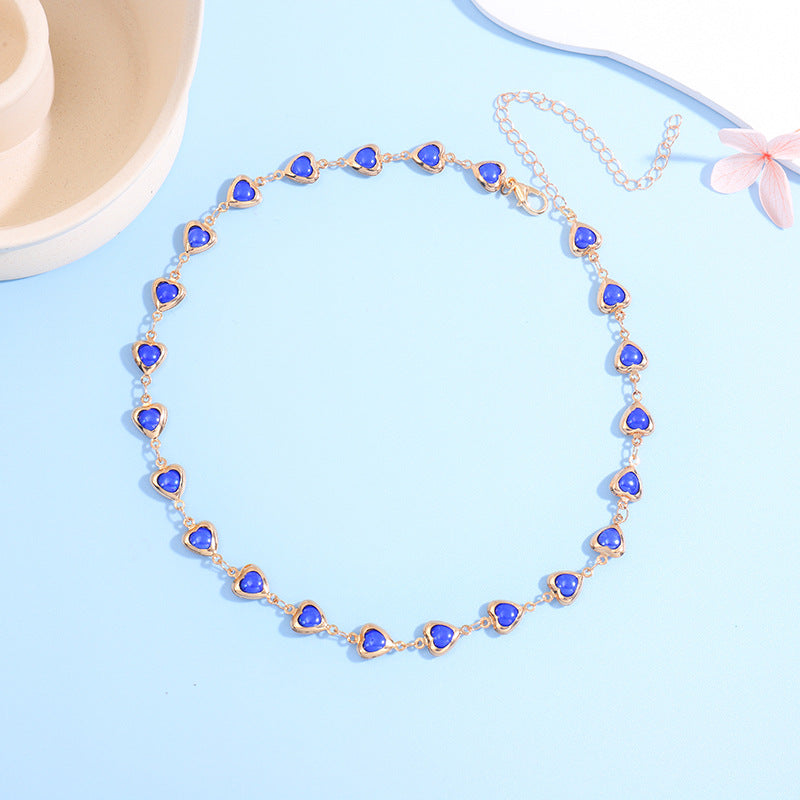 Heart-Shaped Gemstone Choker Necklace Kalsten