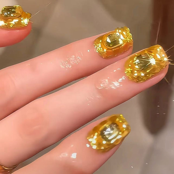 Premium Gemstone-Accented Nail Art Extensions
