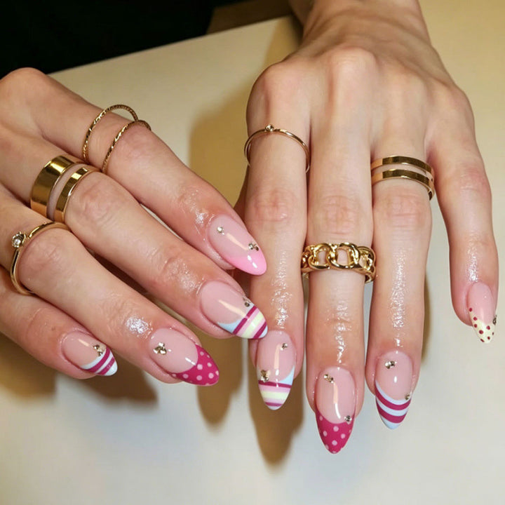 Creative Press-On Nail Set with Decorative Patterns