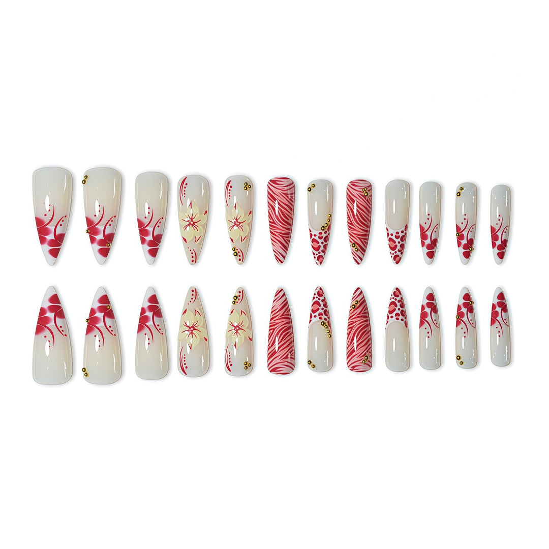Artistic Floral Acrylic Nail Extensions Kalsten