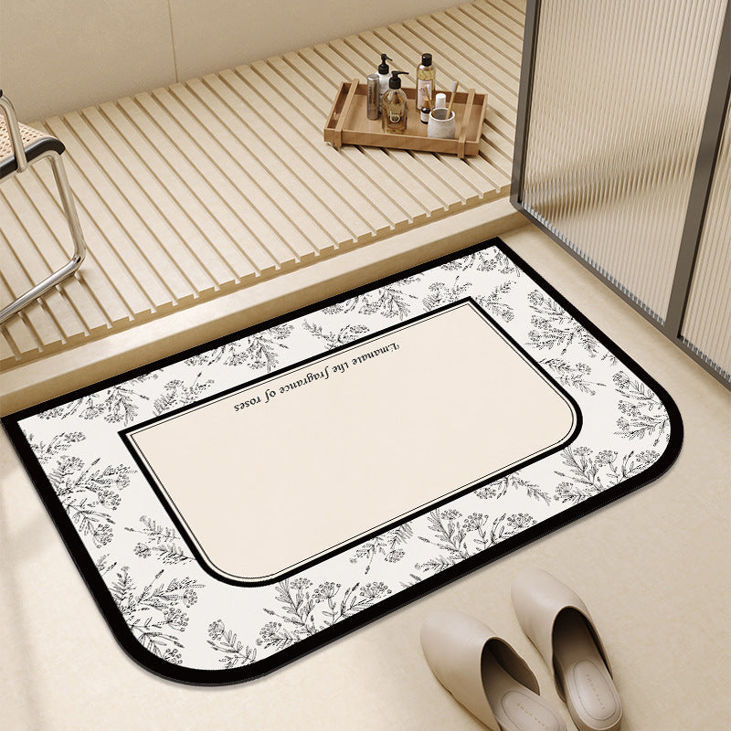 Artistic Floral Design Bath Mat