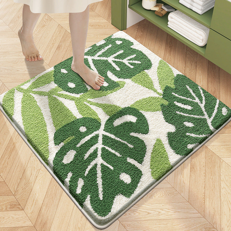 Floral Patterned Plush Bath Mat Kalsten