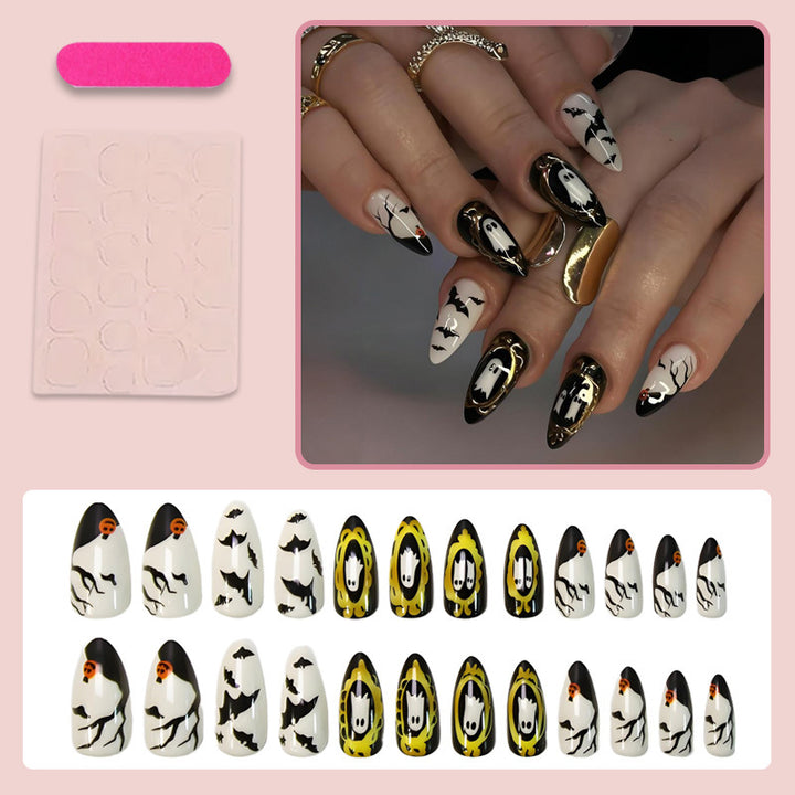 Acrylic nail set with spooky Halloween motifs and eye-catching designs Kalsten