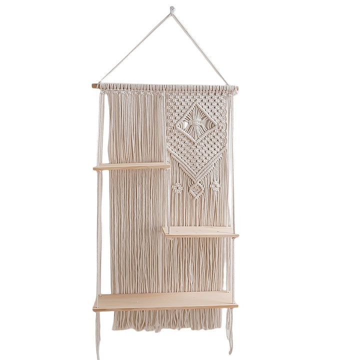 Macramé Wall Shelf Organizer with Artistic Design Kalsten