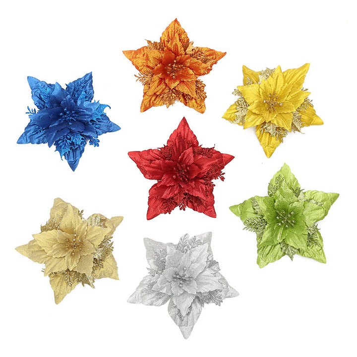 Decorative Glittering Poinsettia Flower Ornament Kalsten