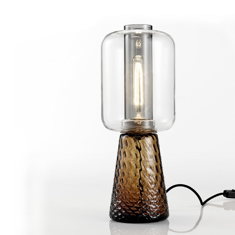 Glass Table Lamp with Textured Base