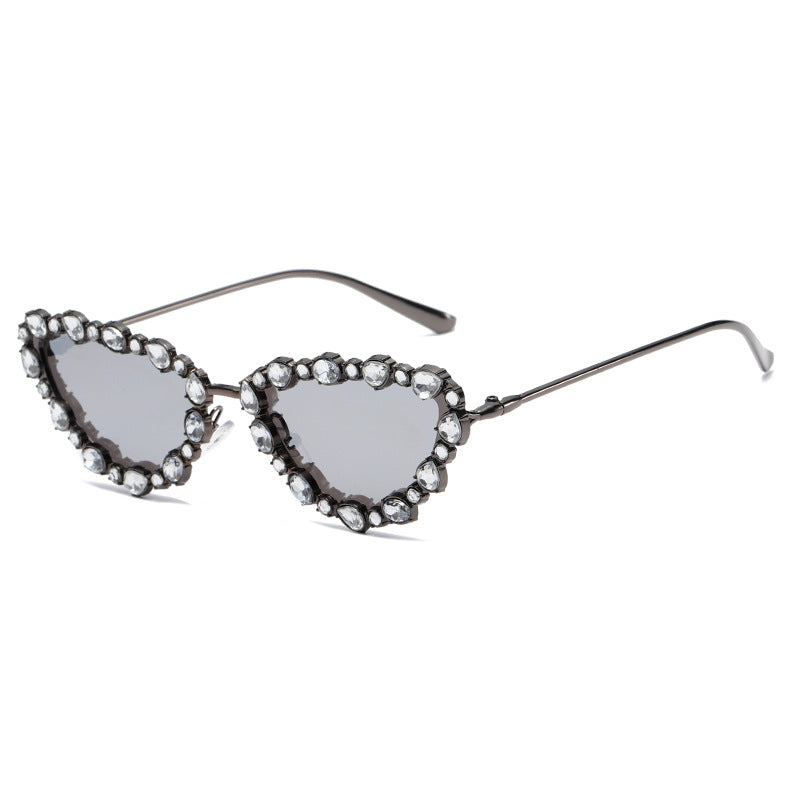 Women's Heart-Shaped Designer Sunglasses with Glamorous Crystal Frame Kalsten