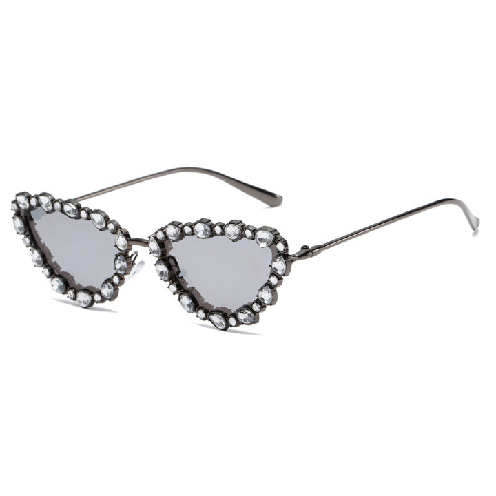 Women's Heart-Shaped Designer Sunglasses with Glamorous Crystal Frame Kalsten