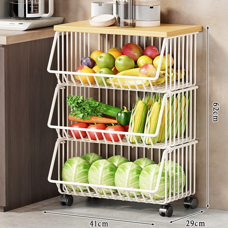 Slim Five-Tier Rolling Metal Kitchen Pantry Storage Rack with Wire Baskets