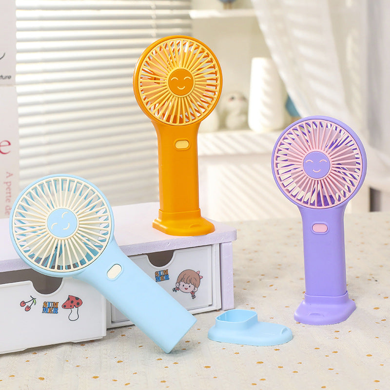 Ladies Portable Hand Fan with Smiling Face and USB Charging Function Kalsten