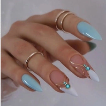 Artistic Press-On Nail Set with Elegant Detailing Kalsten