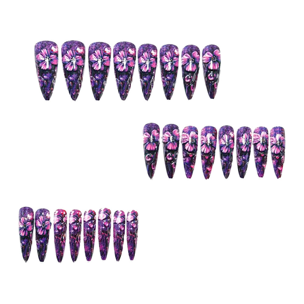 Luxury Flower Design Artificial Nails Kalsten