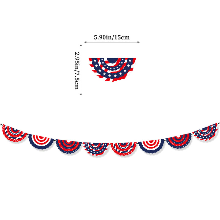 Unisex decorative paper fan garland with wavy semicircle pennants and star pattern Kalsten