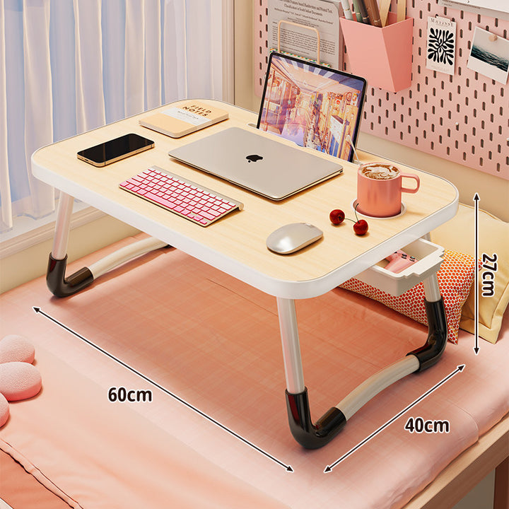 Foldable Portable Bed Laptop Table with Rounded MDF Top and Locking Folding Legs