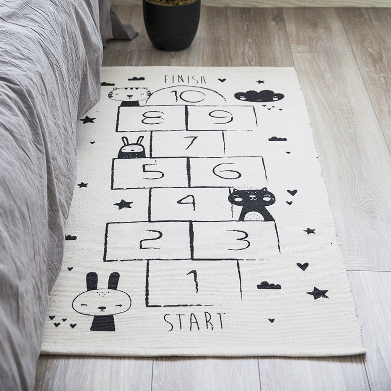 Flat-woven kilim rug with geometric ethnic pattern