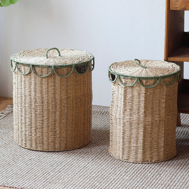 Handmade storage basket with lid Kalsten