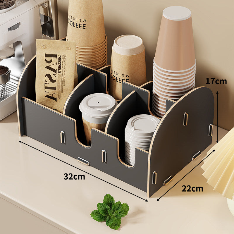 Multi-Tier Countertop Coffee Station Organizer with Modular Dividers