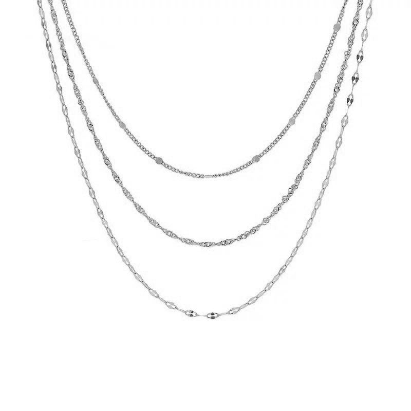 Multi-Layered Silver Chain Necklace Kalsten