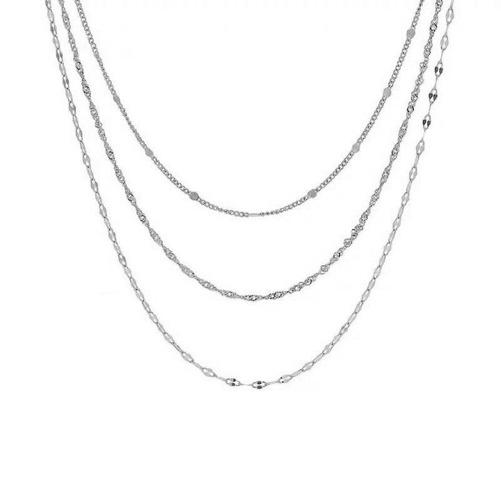 Multi-Layered Silver Chain Necklace Kalsten