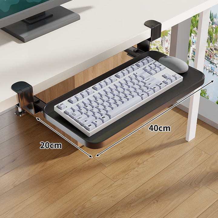 Under-Desk Sliding Ergonomic Keyboard and Mouse Tray with Clamp Mount