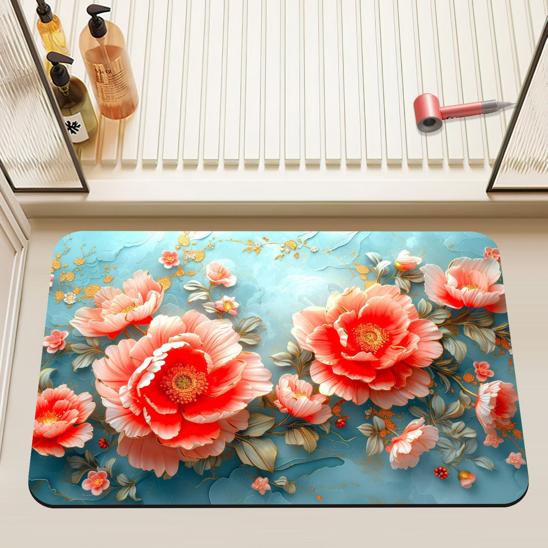 Luxurious Floral Design Bath Mat