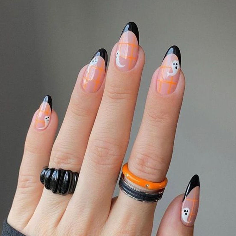 Artful Ghost-Themed Press-On Nails Kalsten