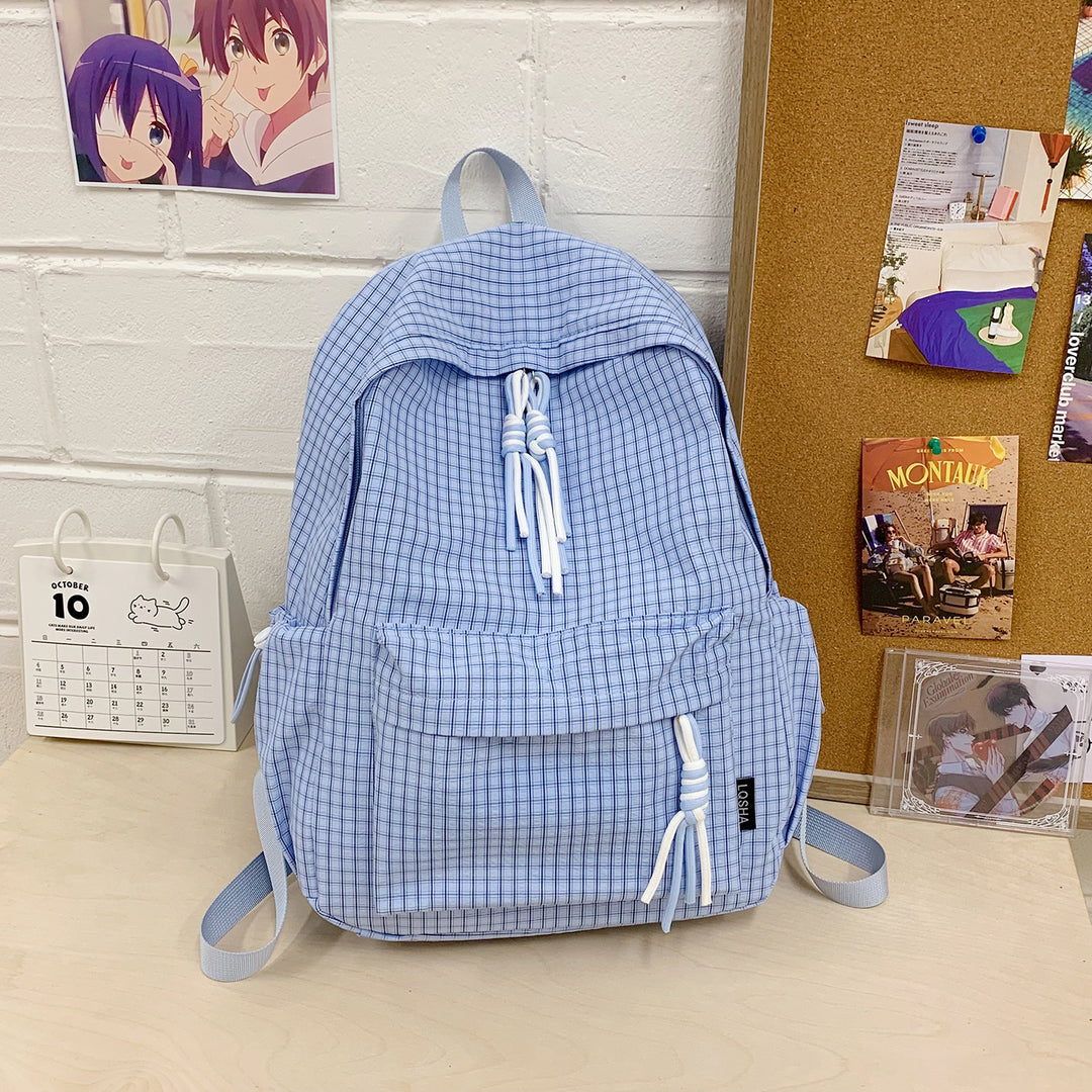 Lightweight Grid Pattern Drawstring Backpack Kalsten