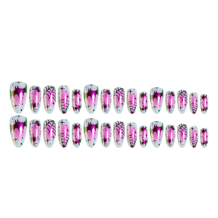 Creative nail art set with creepy spider design and colorful pattern Kalsten